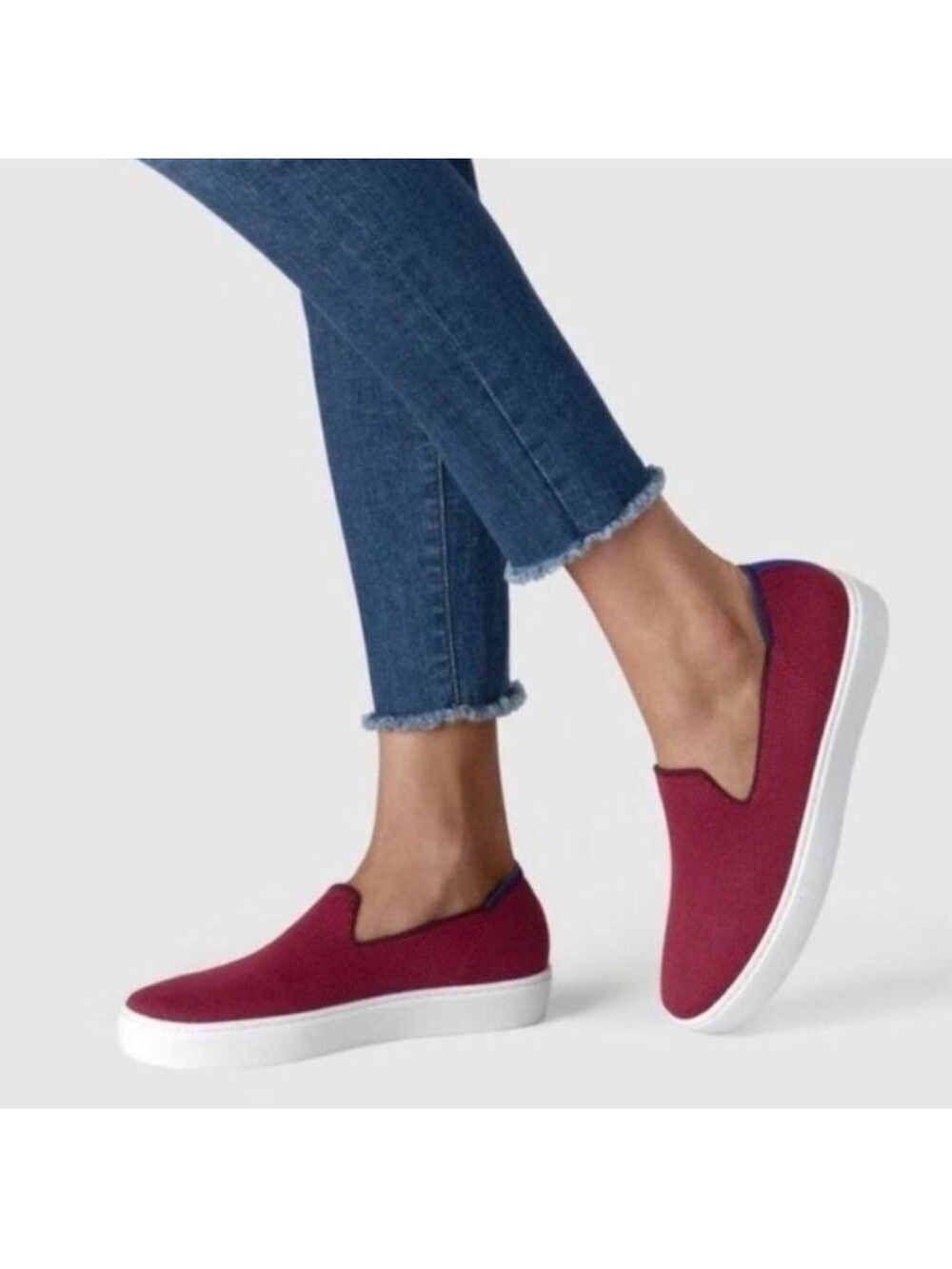 Rothy’s The Original Slip On Sneakers Knit Garnet Red women’s size 6